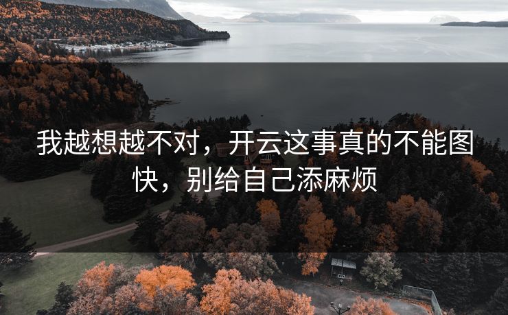 我越想越不对，开云这事真的不能图快，别给自己添麻烦
