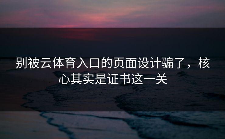 别被云体育入口的页面设计骗了，核心其实是证书这一关