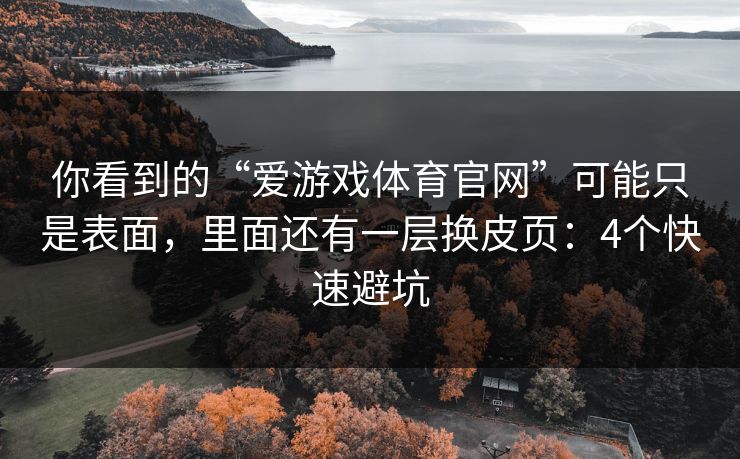 你看到的“爱游戏体育官网”可能只是表面，里面还有一层换皮页：4个快速避坑