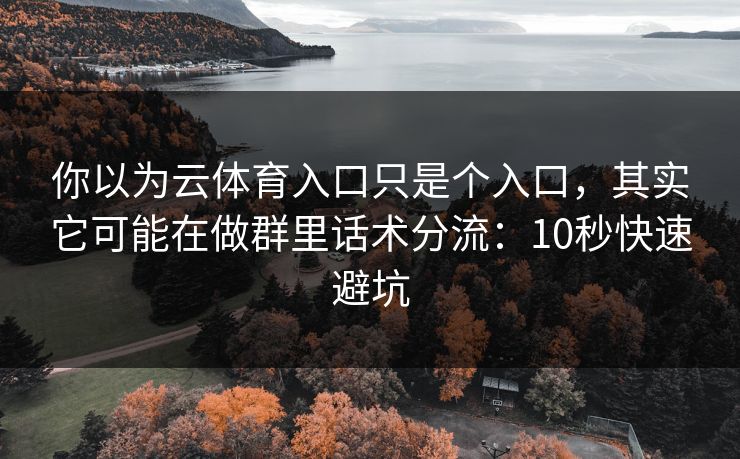 你以为云体育入口只是个入口,其实它可能在做群里话术分流:10秒快速避坑